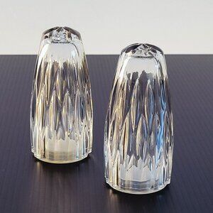 Vintage Princess House Royal Highlights Glass Salt & Pepper Shakers Vertical Cut